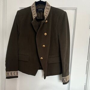 Zara Dark Green Military Jacket with Gold Accents